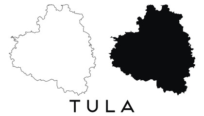 Tula city map with black border outline vector