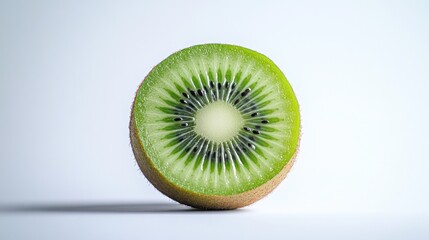 Fresh and Juicy Sliced Kiwi Half with Vibrant Green Interior