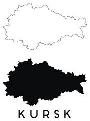 Kursk city map with black border outline vector
