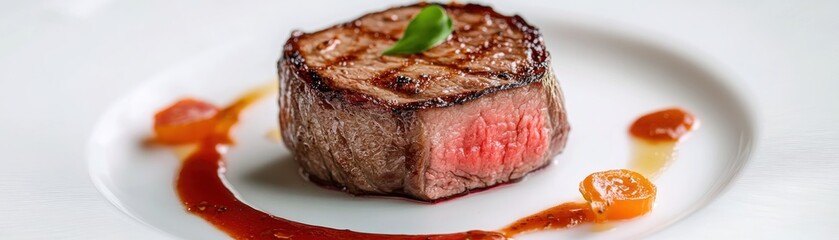 Fototapeta premium Savor the exquisite experience of dining with An elegant gourmet interpretation of a classic traditional dish, plated with modern artistry while preserving its authentic essence Discover the art of