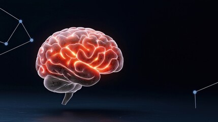 Fototapeta premium Glowing Brain with Abstract Connections on Dark Background in Futuristic Digital Concept