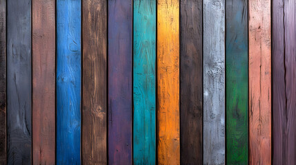 Colorful painted wooden planks background texture