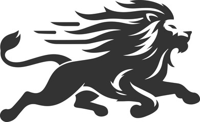 A lion sprinting at full speed animal vector silhouette
