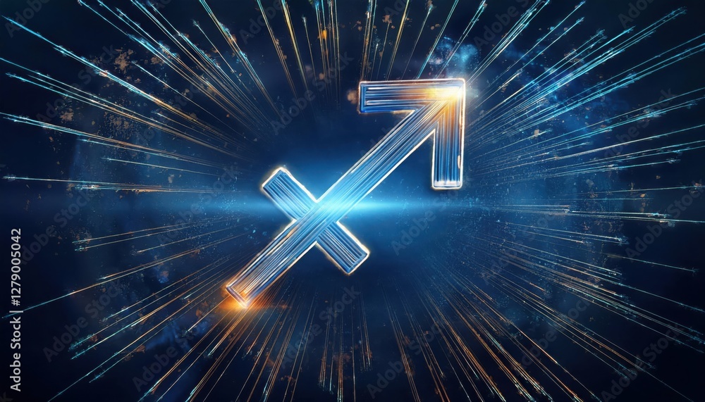 Poster bright representation of the sagittarius zodiac sign with dynamic elements and vivid colors in the c