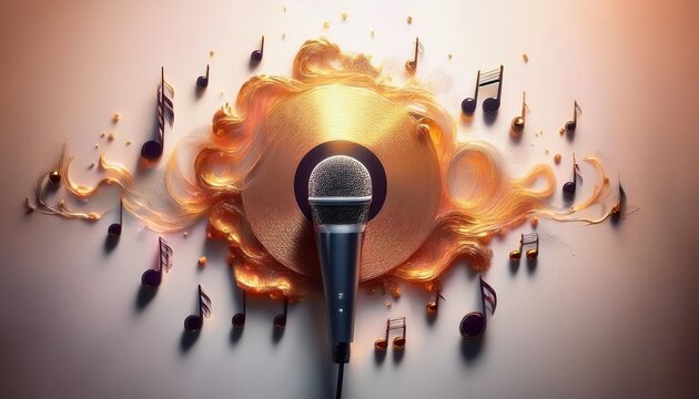 In a vibrant digital landscape, a firefly dances amidst melting musical notes, creating a surreal experience of sound and color