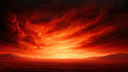 Dramatic sunset over a barren landscape