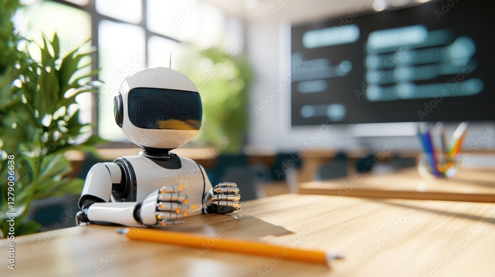 Poster holographic ai-powered learning assistant with futuristic digital display interface for innovative a