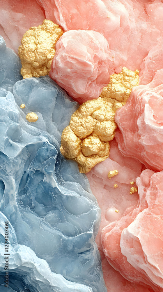 Poster textured abstract pink blue and gold background with intricate patterns and color gradients