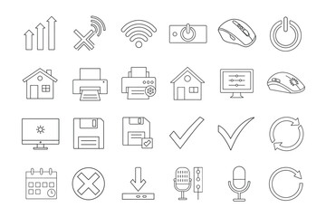 editable line art of setting and setup icon illustration on white background 