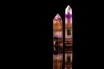 Set of Two Rainbow Fluorite Towers – Multicoloured Crystal Obelisks for Energy Healing & Chakra...