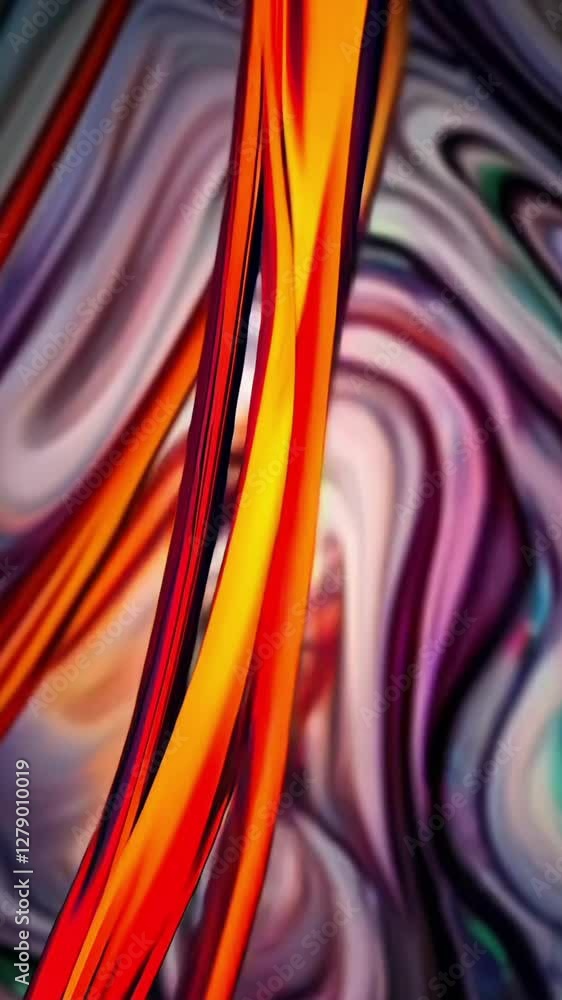 Aufkleber vibrant flowing red and orange abstract patterns on swirling colorful backdrop