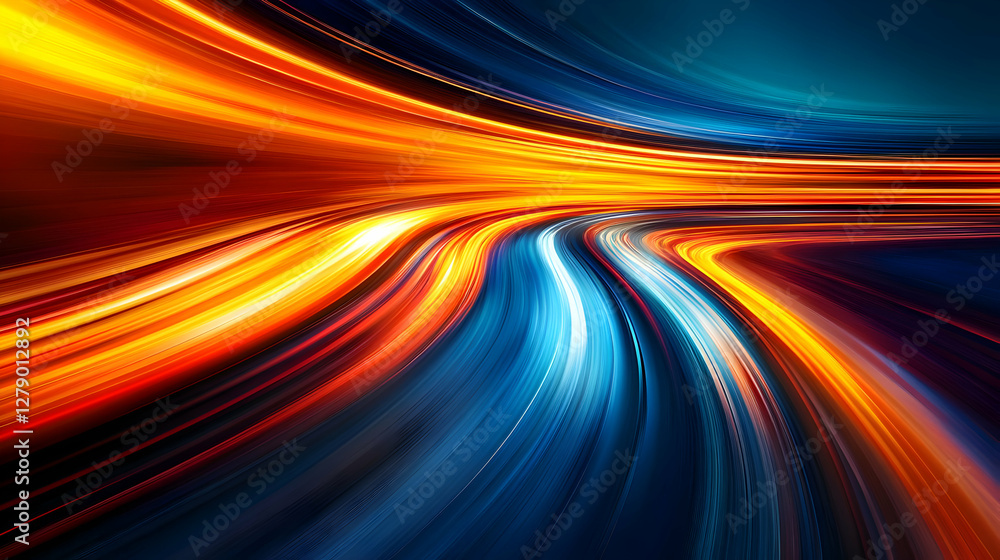 Poster abstract light trails creating dynamic movement in a vibrant color spectrum