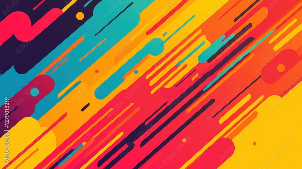 Poster a vibrant abstract design featuring bold colors and dynamic lines, creating a sense of movement and 