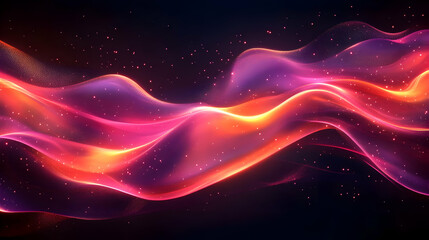 Obraz premium Abstract waves of vibrant colors flowing through a dark background, creating a dynamic visual effect