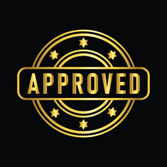 gold color approved rubber stamp , icon, flat, design, vector, illustrations, Graphic Design, education, style, trendy, collections 