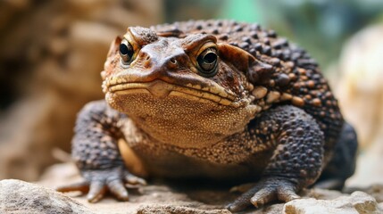 Obraz premium Closeup of a Brown Toad on Rocks