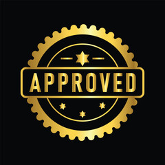 gold color approved rubber stamp , icon, flat, design, vector, illustrations, Graphic Design, education, style, trendy, collections 