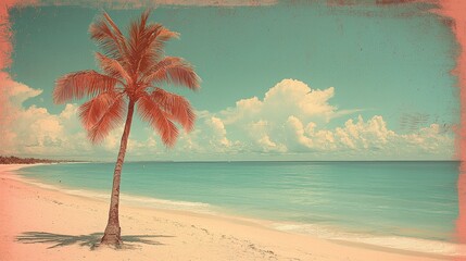 Fototapeta premium Palm Tree on Tropical Beach Seascape