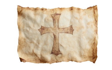 Ash Cross on Parchment: Simplicity and Devotion Isolated on transparent background.