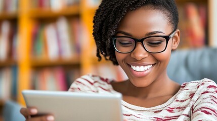 A professional class model businesswoman in a modern office setting, confidently presenting a digital tablet to a diverse group of colleagues, with a clean and minimalist background