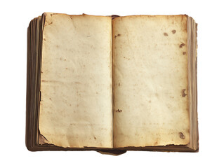 Old vintage open book with isolated on white background. old open blank antique book