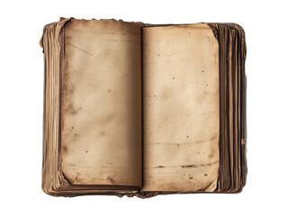 Old vintage open book with isolated on white background. old open blank antique book