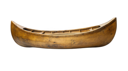 Serene blue and wooden canoe on tranquil waters, a picture of peaceful paddling