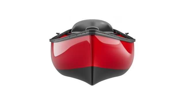 Striking red and black boat, a nautical journey of color contrast on the open water