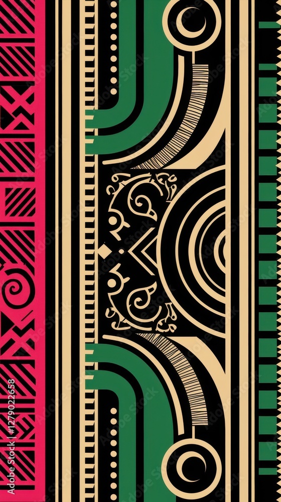 Poster abstract geometric design featuring bold colors and patterns