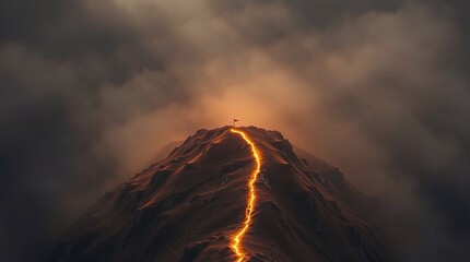 Illuminated Path to Triumph: A Futuristic Journey to the Summit	