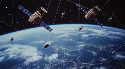 Satellites orbit earth providing communication services worldwide
