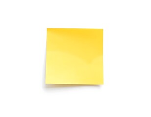 Minimalist yellow sticky note mockup with subtle shadow, isolated on white background