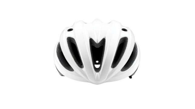 White helmet on black background, safety and protection gear for headwear