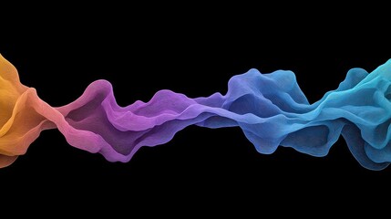 Colorful Abstract Waves Flowing in Bright Shades of Orange, Purple, and Blue on Black Background