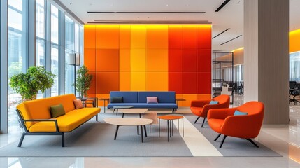 Modern Luxury Office Lounge with Vibrant Design