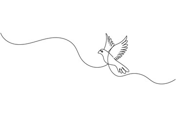 Bird continuous one line drawing and minimalist style isolate outline vector illustration