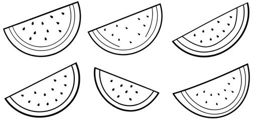 watermelon slice Outline Coloring Page Printable Line Art Drawing