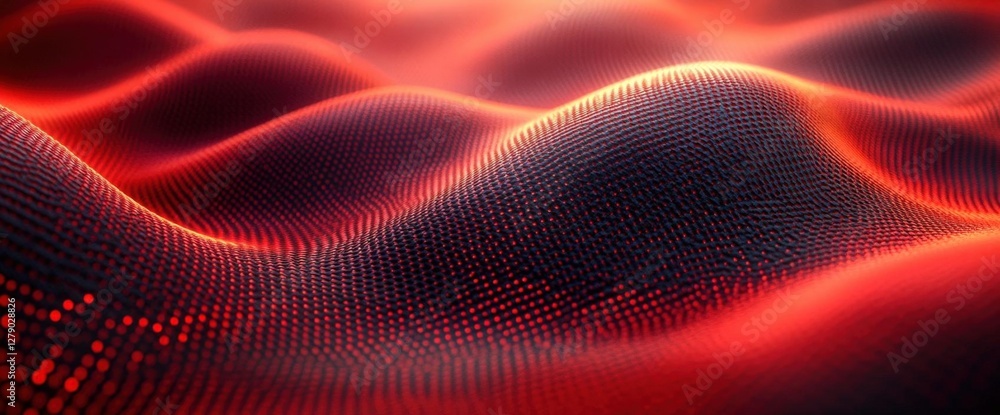 Poster abstract red particle waves digital art background