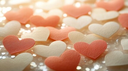 Obraz premium Soft Pastel Hearts Romantic Background