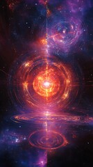 Obraz premium Cosmic energy burst, nebula background, space art, science fiction