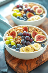 Healthy Fruit and Granola Breakfast Bowl – Perfect for Nutrition, Wellness, and Food Photography, healthy eating blogs, nutrition websites, social media food photography, recipe books, fitness