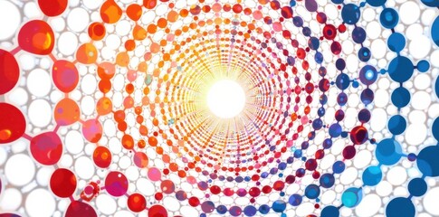 Spiral pattern of interconnected circles on a white background, geometric shapes, circles spiral