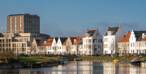 Dutch city of Harderwijk, view of the modern waterfront neighbourhood