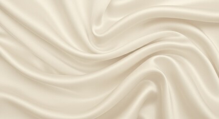 Smooth satin fabric texture, ivory color, soft folds, delicate sheen, gentle waves, elegant drapery, subtle cream tones, silky surface, luxurious material