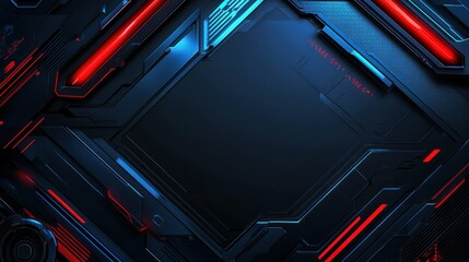 Modern and sporty gaming themed design with black and blue colors, red accents, and abstract tech lines background wallpaper AI generated image