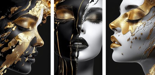 A captivating collection of surreal art posters featuring modern women. 