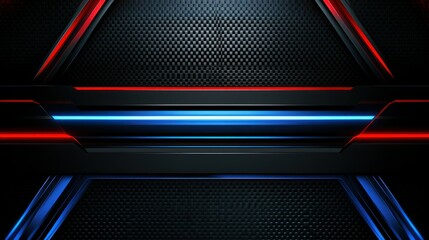 Futuristic gaming design with black, blue and red elements, sporty carbon background and abstract tech lines wallpaper AI generated image