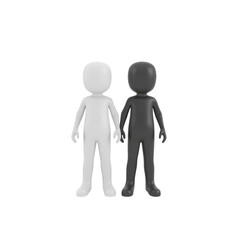 3d illustration of a faceless white figure and a dark silhouette standing side by side, symbolizing contrast and unity, high quality png isolated on transparent background