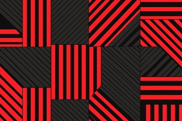 Obraz premium Dynamic red and black patterns abstract art digital design studio space top view modern aesthetics