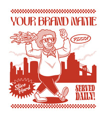 Pizza man Delivery Hand drawing